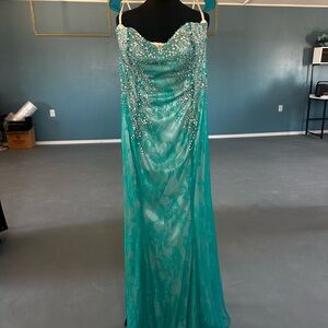 Showtime Collection Teal Sequin Prom Dress